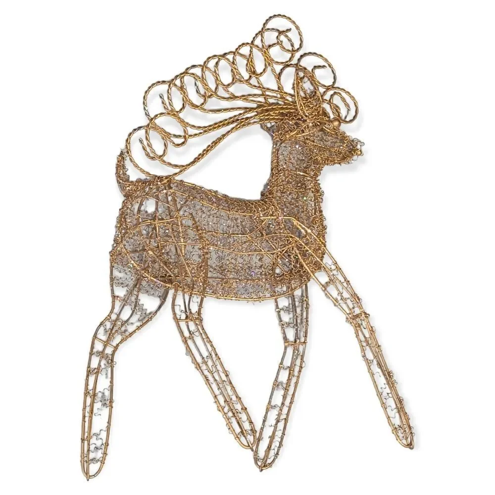 Gold wire reindeer table display
